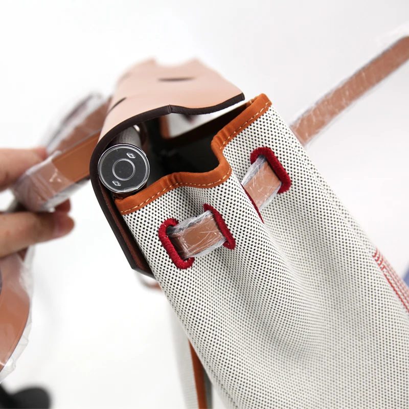 Canvas Handbag Herbag New Print Pig Nose Cross-Body Fashion Versatile Casual Women's Texture Two-Layer Cow Leather