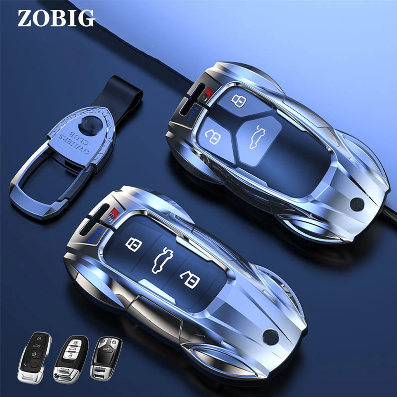 ZOBIG Zinc Alloy Metal Smart Key Case Cover Shell for Audi Key Fob Case ...