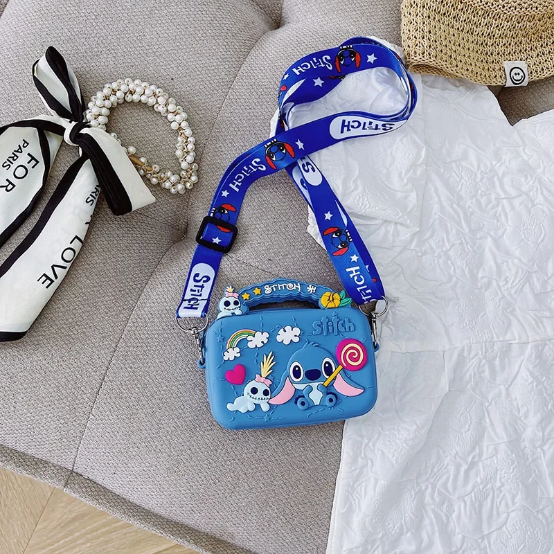 

Kawaii Disney Lilo&Stitch Silicone Crossbody Bag Girl Cartoon Fashion One Shoulder Princess Bag Children's Zero Wallet Gifts