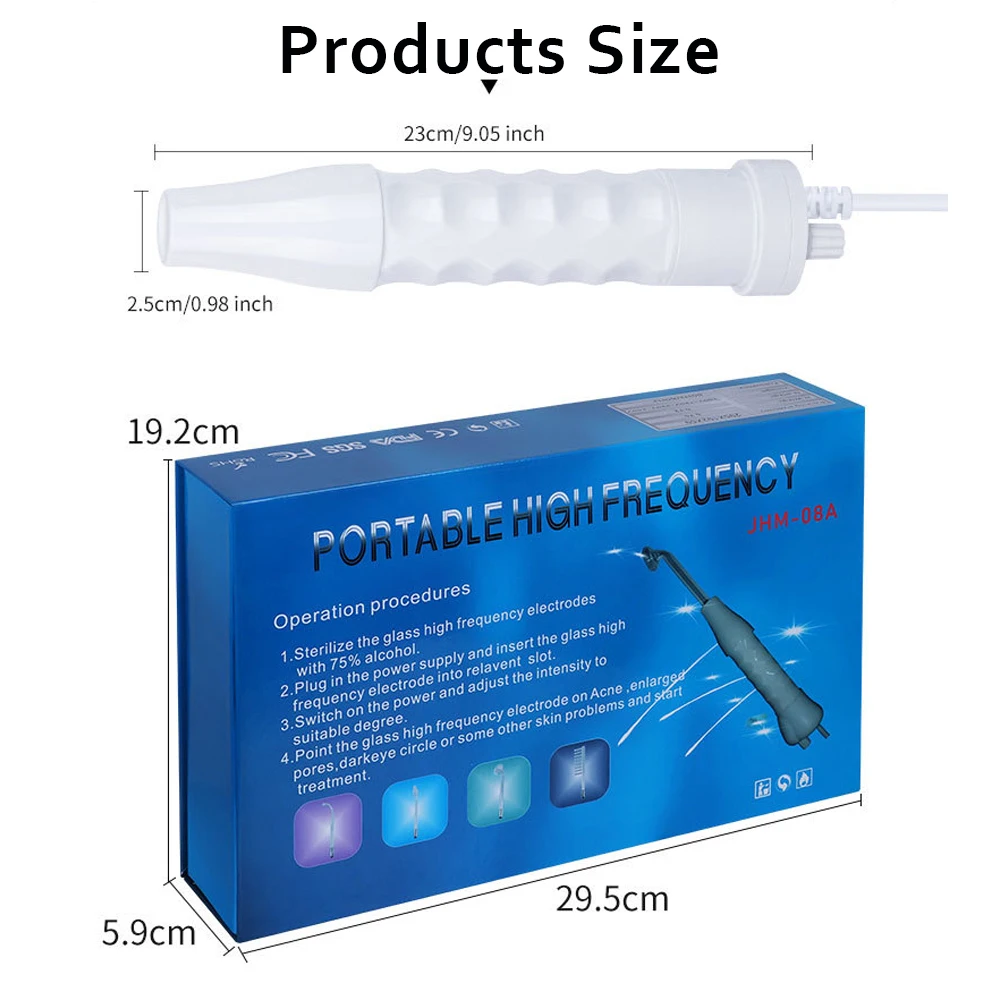 4 In 1 Portable High Frequency Electrotherapy Beauty Device Spot Remover Facial Skin Care Spa Derma 4 Violet Ray Wand facial beauty instrument