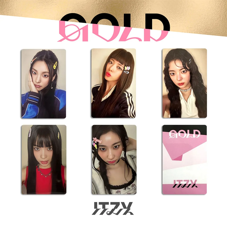 kーpop カード KPOP ITZY New Album GOLD Photocard Double Sides Printing
