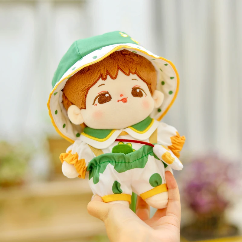 

4 шт./компл. 20 см, без атрибутов, Одежда для кукол ручной работы, плюшевый костюм детского динозавра, шляпа, футболка, нагрудник, комбинезон, костюм