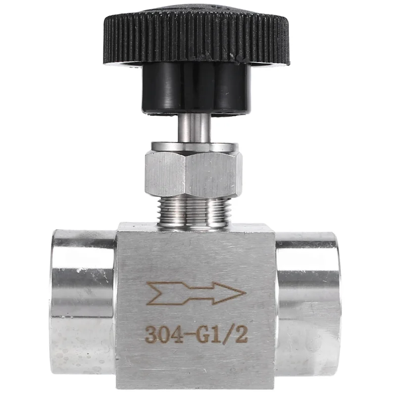 

1/2 Inch BSP Equal Female Thread SS 304 Stainless Steel Flow Control Shut Off Needle Valve