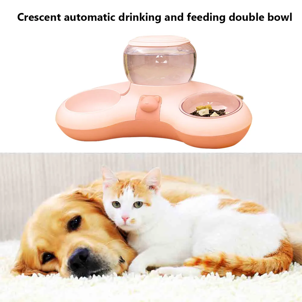 

Pet Cat Bowl Automatic Feeder Dog Cat Food Bowl With Water Fountain Double Bowl Drinking Raised Stand Dish Bowls For Cats