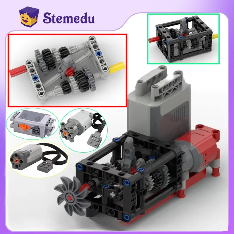 MOC Smooth 5-speed Transmission Manual Chassis Variable Speed Wave Box B35 B69 Building Block Differential Gear Compatible Leduo