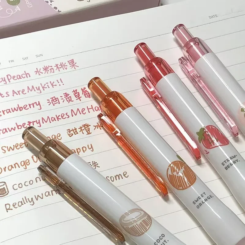 과일 향 젤 컬러 펜, ST 헤드, 더블 비드 구조, 부드러운 글쓰기, 그래피티 마킹 문구, 0.5mm, 세트당 4 개