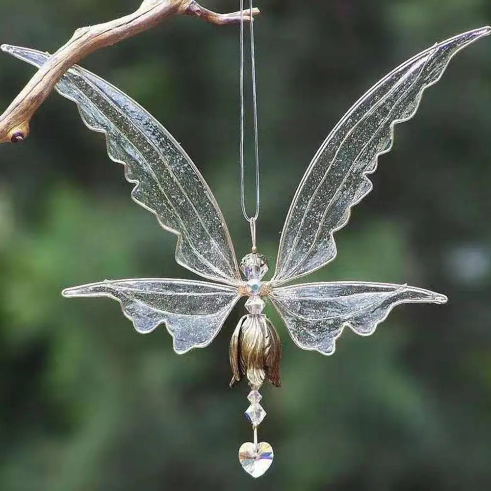 Fairy Butterfly Angel Suncatcher Creative Wind Chime Epoxy Fairy Butterfly Angel Windbell Hanging Pendant Garden
