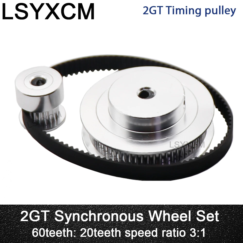 GT2 Timing Pulley Set 60 Teeth 20 Teeth 5mm/8mm Ratio 3:1/1:3 Belt Width 6mm 3D Printer DIY Accessories