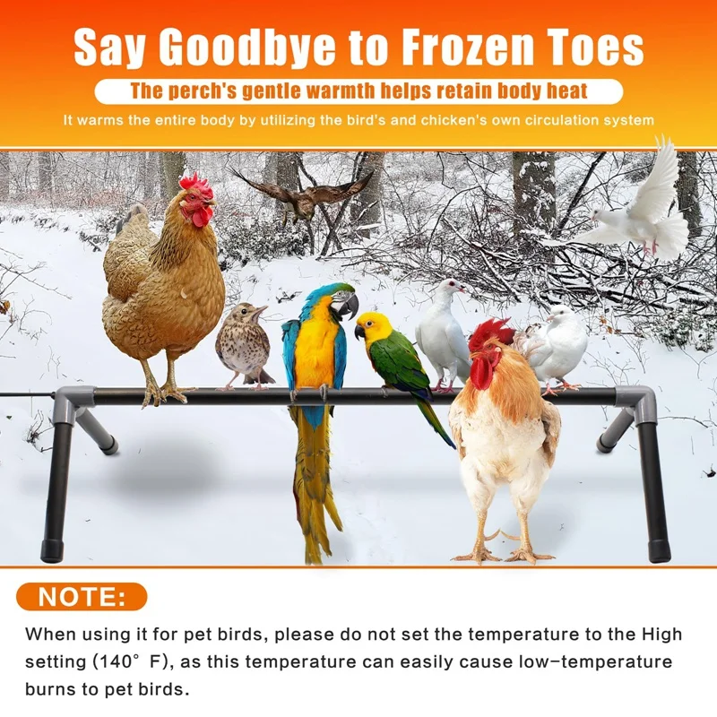 

1 Piece Heated Chicken Perch Warming Chicken Heater Black Stainless Steel For Chicken Coops US Plug