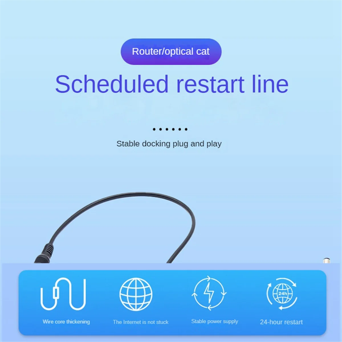 24 Hour Auto Reboot Router Routing Timer Reset Tool DC Power Timing Fiber Modem Router DC Power Manager Black