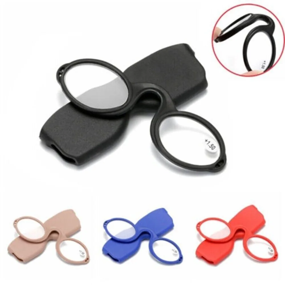 Nose Clip Mini Reading Glasses With Case Unisex Readers Glasses Prescription Glasses Without Frame Pince-nez Glasses +1.5~+3.0