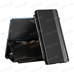 Magnetic Flip Leather Trifold Phone Case Cover for Galaxy Z Fold 8 Wide (Black)