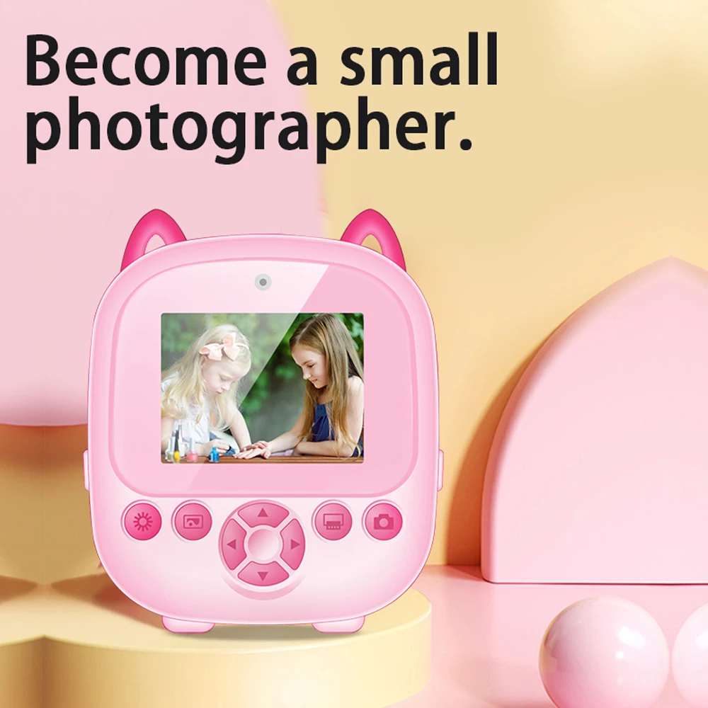 Children Digital Camera Instant Print for Kids Thermal Print Camera Instant Photo Printing Video Toys+32G Memory Card
