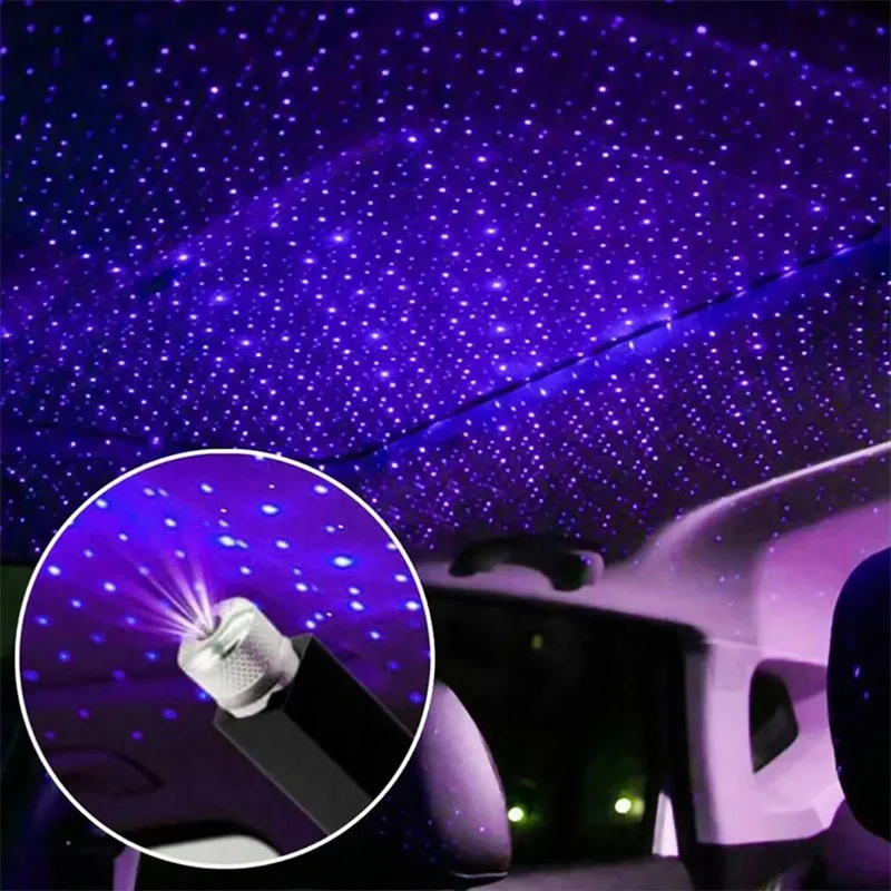 2pcs Mini LED Car Roof Star Night Light Projector Atmosphere Galaxy Light USB Decoration car decoration accessories