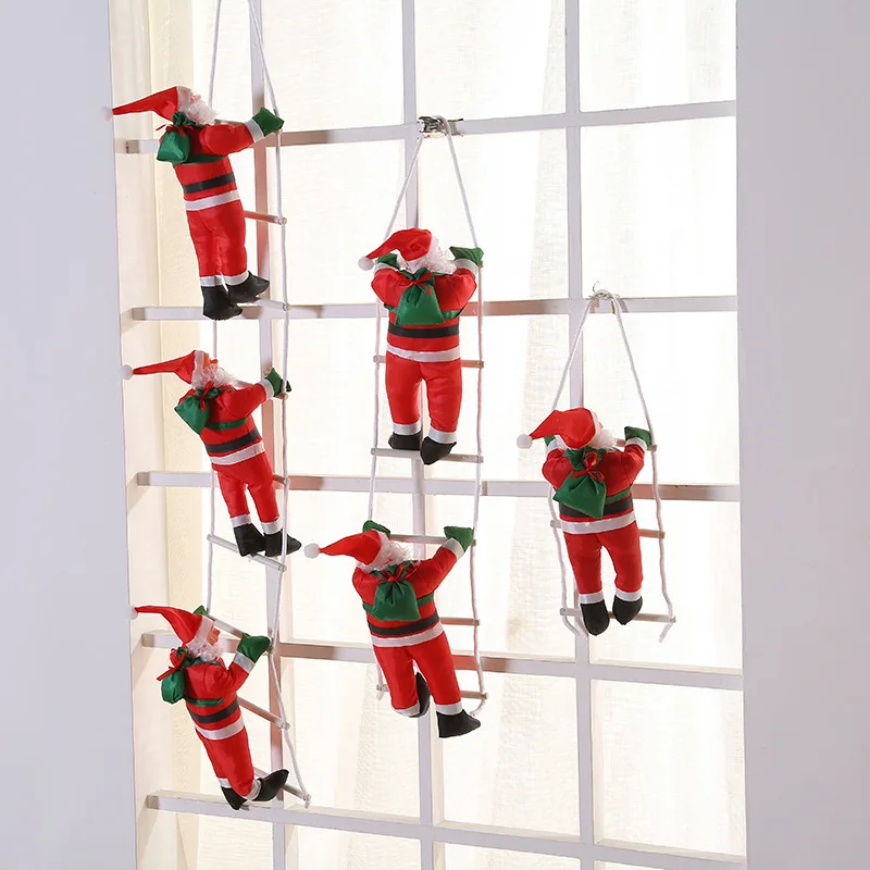 Christmas Santa Claus Climbing Ladder Doll Christmas Tree Hanging Decoration Indoor Door Wall Christmas Pendant New Year Gifts