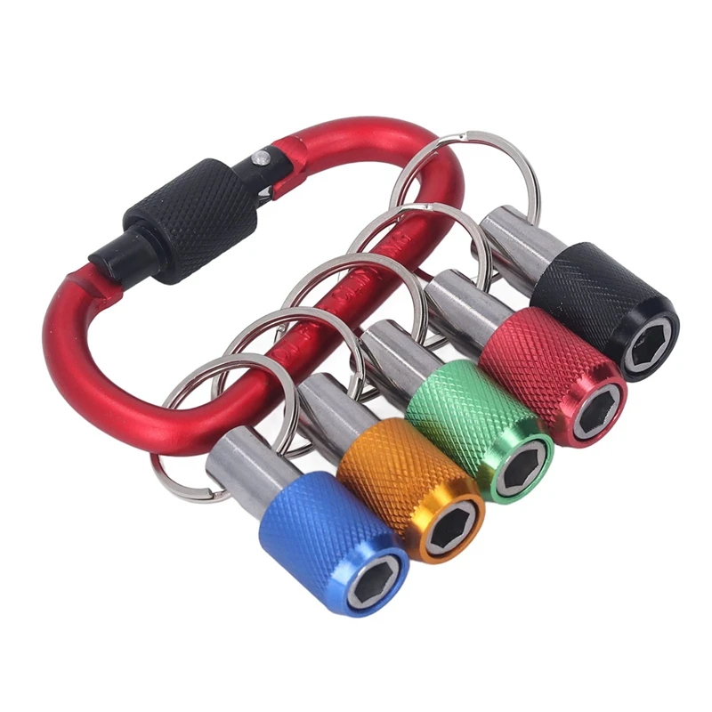 

1/4 Bit Holder, Oxidation Resistant Good Compatibility Magnetic Socket Holder Metal Carabiner Portable Plating Easy Install
