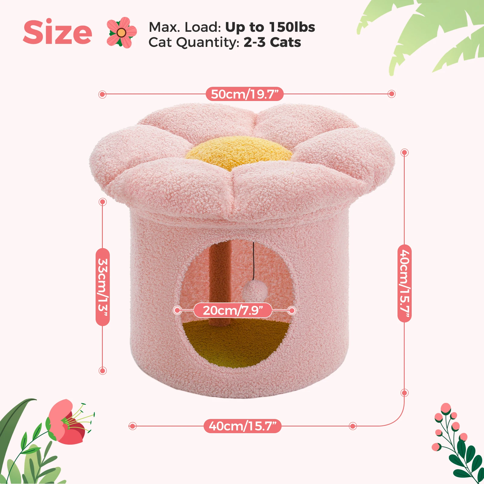 Large Flower Cat Bed Indoor Hideaway for Cats