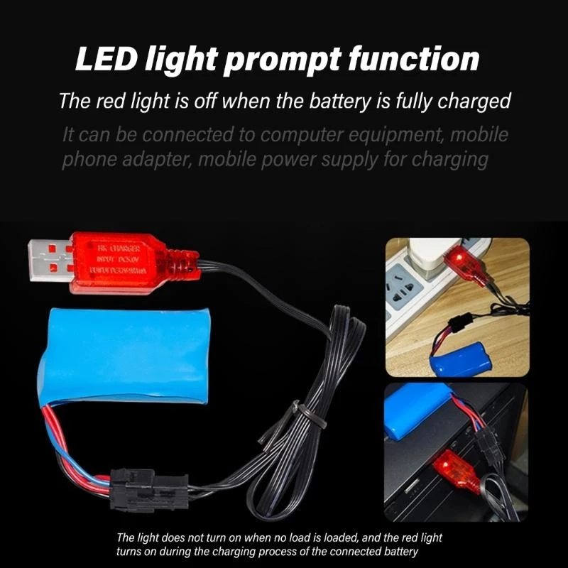 7.4V 리튬 배터리용 급속 충전 USB 케이블, SM4P 커넥터가 있는 취미 액세서리