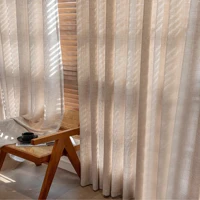 1pc Japanese linen sheer curtain windproof breathable semi dark bedroom living room partition curtain  Mosquito prevention 5