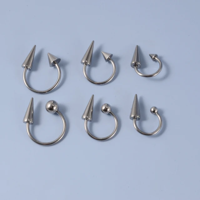 6PCS/SET Surgical Steel Ball Tip Taper Lip Ring Horseshoe Ring