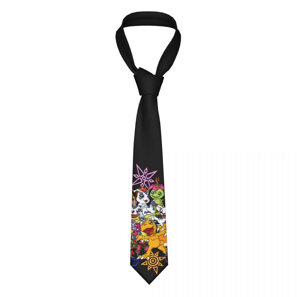

Digimon And Crests Necktie Men Women Polyester 8cm Nostalgic Anime Neck Tie for Men Casual Narrow Suits Accessories Cravat Party