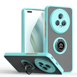 Luxury Armor Magnetic Phone Case with Ring Stand for Honor X9B (Sky Blue)