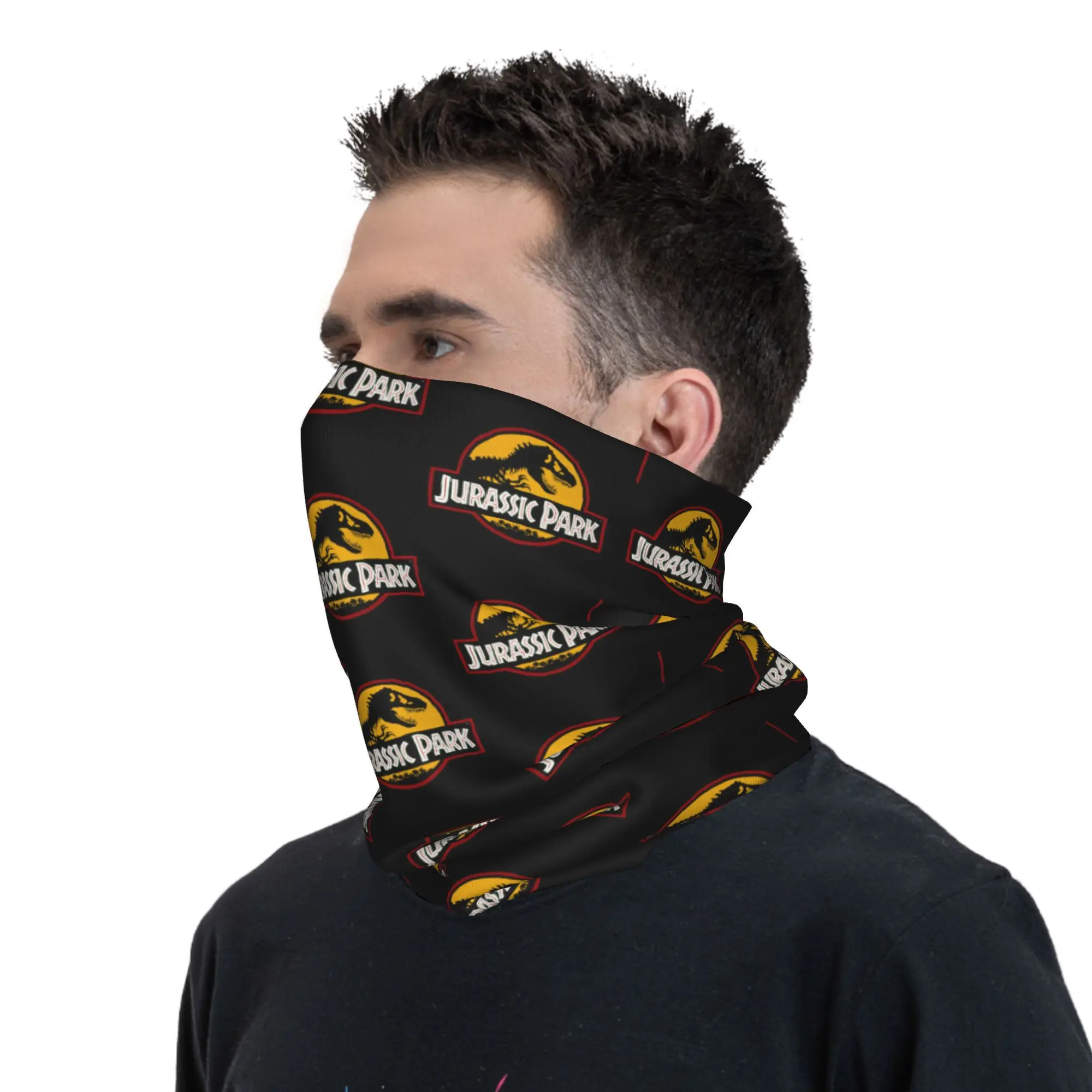 Jurassic Park Ancient Animal Winter Headband Neck Warmer Hiking Running Tube Scarf Giant Dinosaur Face Bandana Gaiter