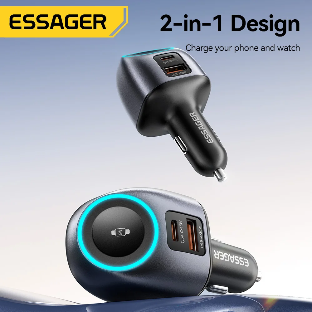 Essager 2-in-1 Fast Wireless Car Charger