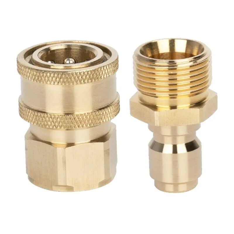 

1 Pair Brass 3/8 Inch Quick Release Connector with M22 Thread 15mm Pin Adapter For High Pressure Washer Hose And Outlet