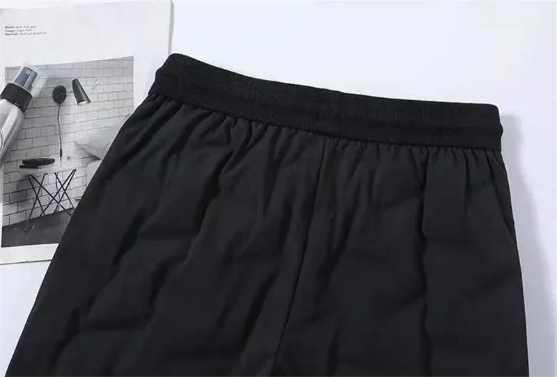 Warm Thicken Side Zip Down Cotton Straight Pant Casual Thick Winter Snow Wear Windproof Pantalones New Fluffy High Waist Spodnie