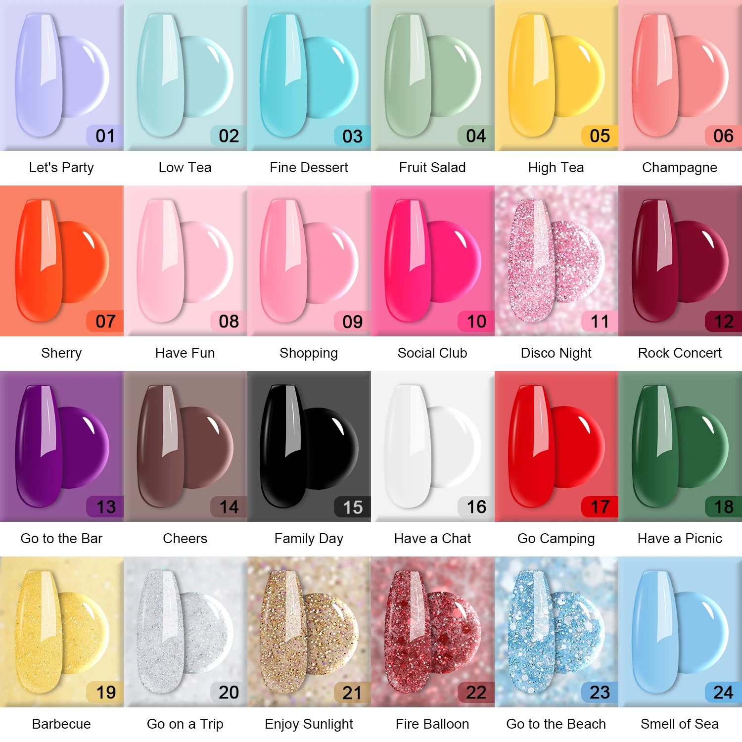 24 Colors Red Pink Dip Powder with Base Top Coat Activator & Essential Tools for Christmas Nail Art Design Winter Holiday Gifts 2