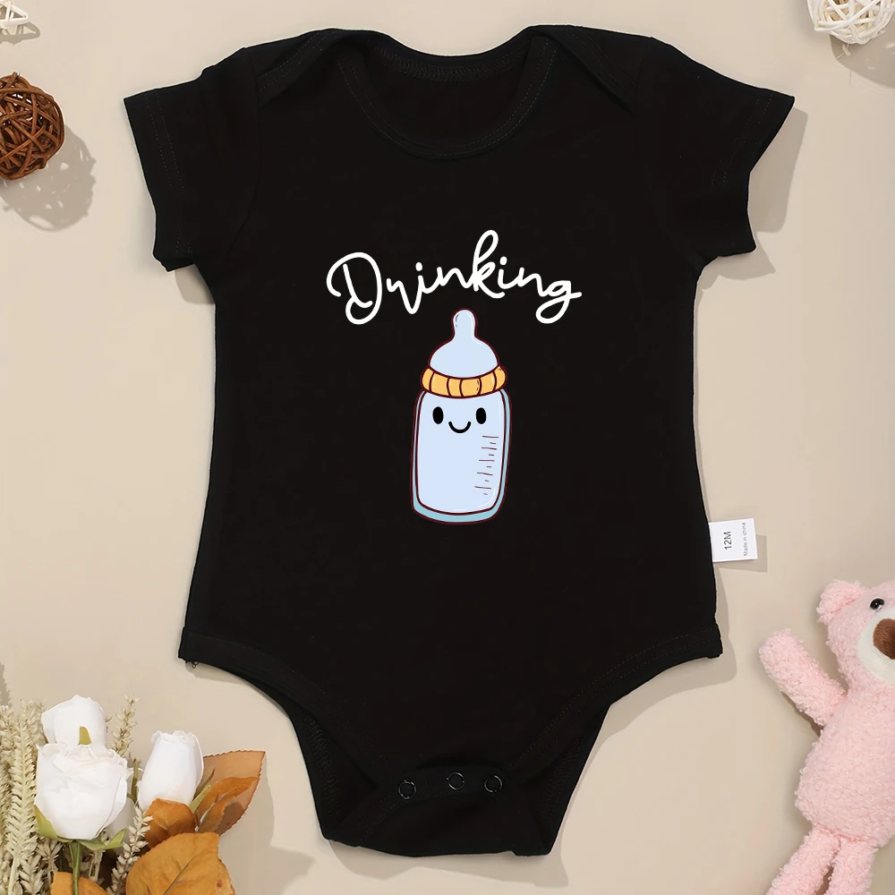 Drinking Buddies Funny Twin Baby Onesies Summer Cotton Newborn Boys Girls Clothes Pajamas Short Sleeve Comzy Infant Outfits 5