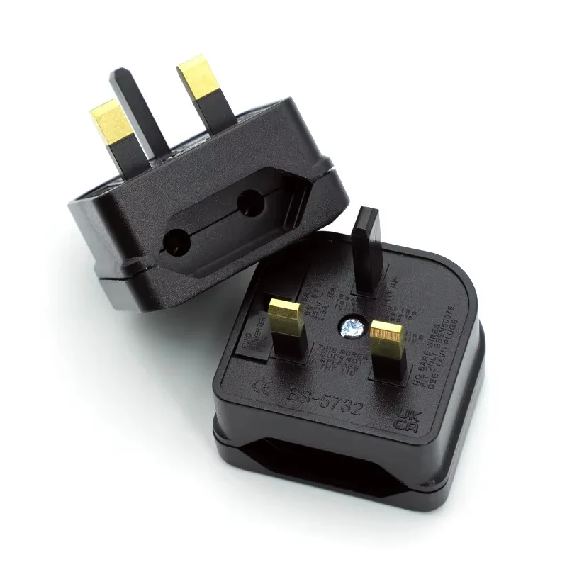 Universal Euro to UK Plug Adapter with Adjustable Fuse for Travel and Electrical Conversion