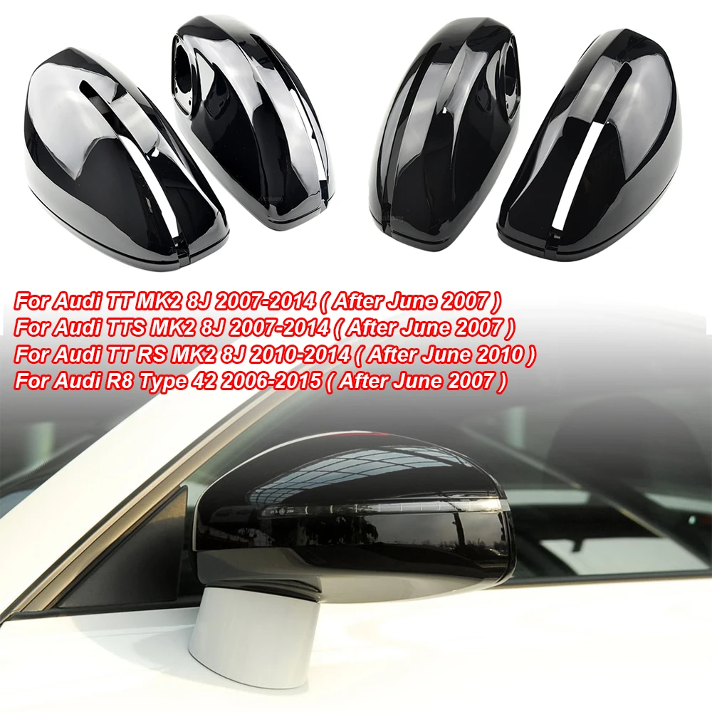 

Glossy Black Replacement Rearview Side Mirror Covers Cap For Audi TT TTS TT RS 8J MK2 07-14, R8 42 07-15