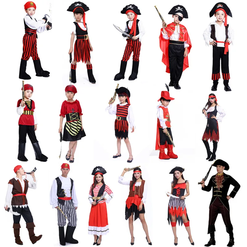 

Spot Halloween Masquerade Cosplay Caribbean Men And Women Pirate Look Adult Captain Jack Performance Wear