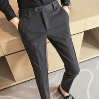Business Casual Plaid Trousers for Men, Thickened and Warm Wool Material, Slim Fit, Suitable for Autumn and Winter. 28-36 1
