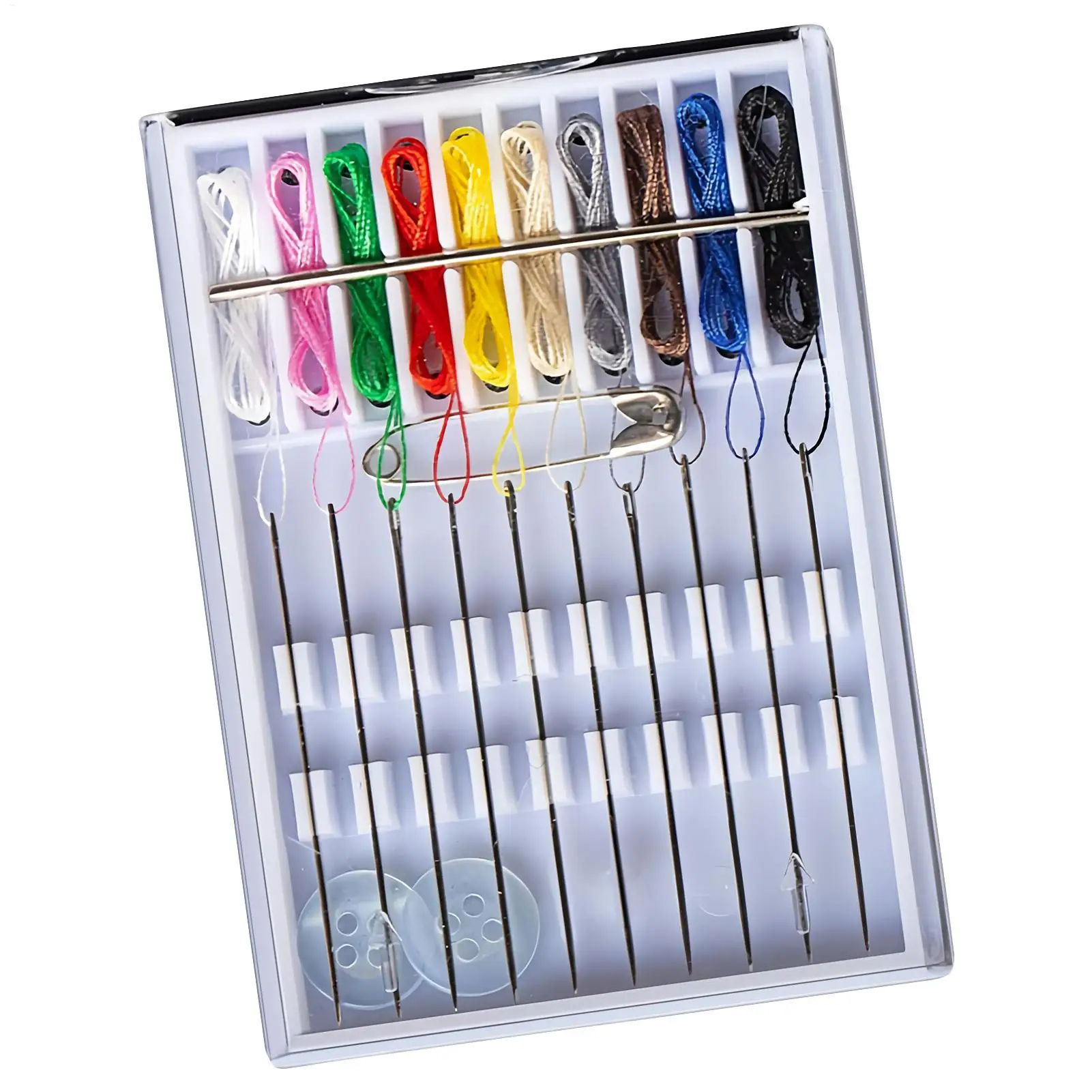 10 Boxes Home and Travel Quick Fix Sewing Kit Pre Threaded Needle Kit Clothes Supplies Accessories With Pin Button