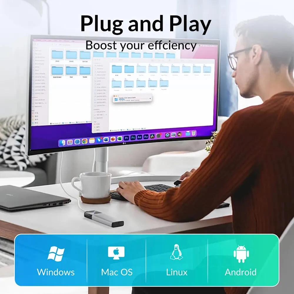 M.2 SSD 인클로저, NVMe/SATA 듀얼 프로토콜 USB 3.2 하드 디스크 케이스, PCIe SSD 박스, PC 노트북 외부 스토리지 박스, 10Gbps