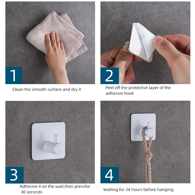 4PCS Self-Adhesive Wall Hooks Set 4