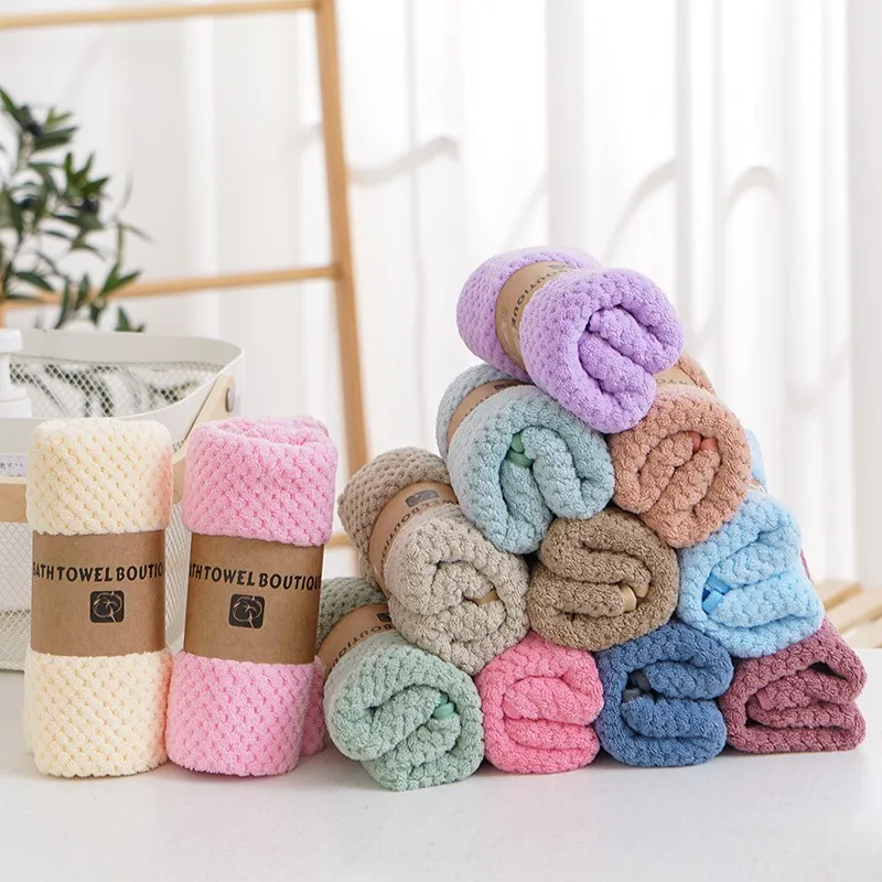 

35X75cm Microfiber Towel Household Bathroom Face Towel Solid Color Quick Dry Hair Towel Womens Hand Towel Absorbent Face Towel