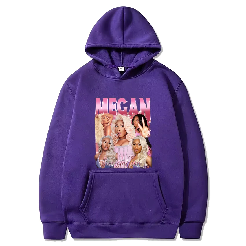 Rapper Megan Thee Stallion 90s Hip Hop Fashion Hoodie Men Women Casual Fleece Long sleeve streetwear Unisex Y2k black Sweatshirt