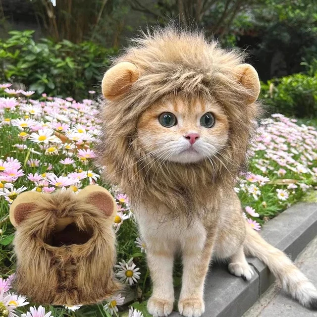 Cute Cat Hat Lion Headgear Elastic Autumn Winter Pet Hat Puppy Kittens Hat Party Photo Shoot Props Decoration Cat Accessories Cute Cat Hat Lion Headgear Elastic Autumn Winter Pet Hat Puppy Kittens Hat Party Photo Shoot Props Decoration Cat Accessories