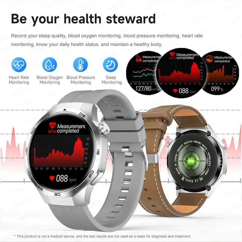 2025 New WATCH GT5 Military GPS Smart Watch Men AMOLED Compass Sport Fitness Health test NFC Voice BT call waterproof Smartwatch