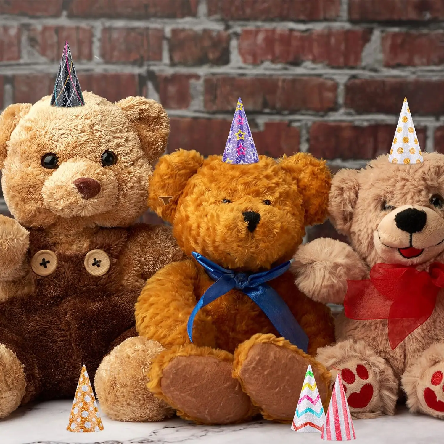 10 Pcs Glitter Mini Birthday Party Hats Multicolor Paper Cone Hats for Kids Girls Pets Stuffed Animals Birthday Holiday