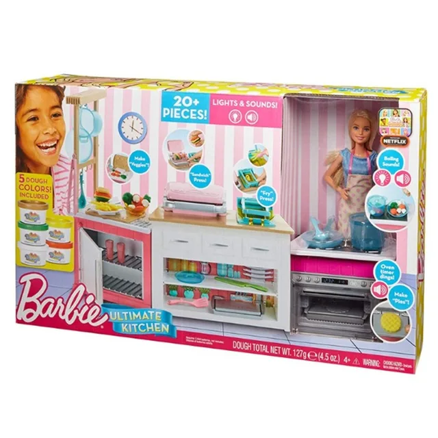 Mattel Barbie Toys Dreamy Kitchen Girl's Birthday Gift Pretend Play Toys House Simulation Kitchen Toy Fashion Dolls for Girls 4