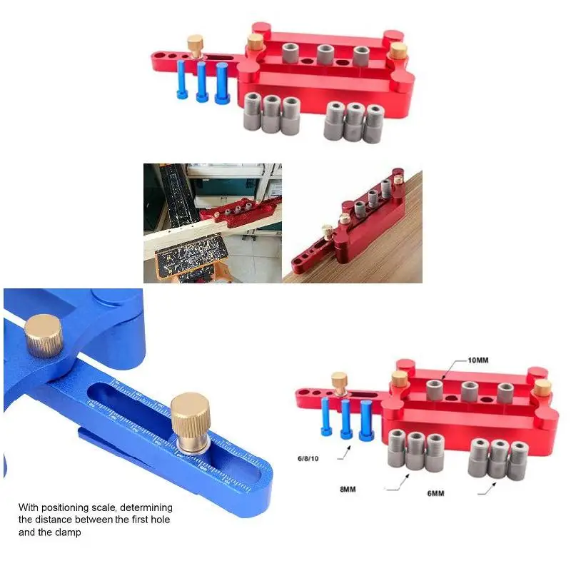 

6/8/10mm Woodworking Self-centering Doweling Jig Positioner Dowel Hole Drilling Guide Locator Tool