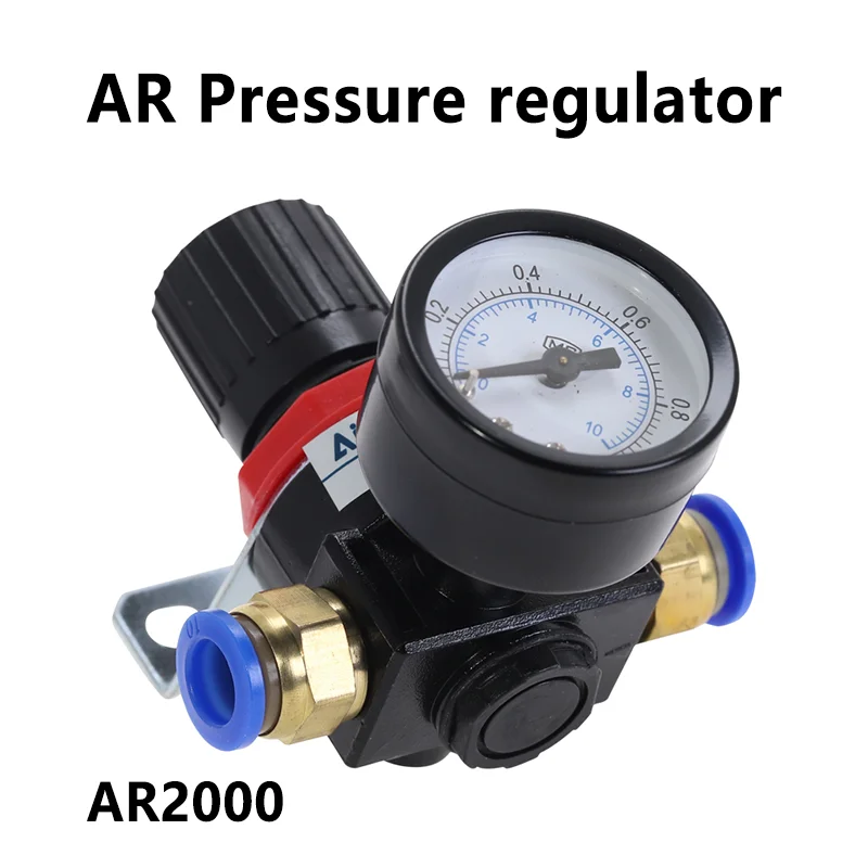 AR2000 G1/4 ''6 มม.8 มม.10 มม.12 มม.Air Control คอมเพรสเซอร์ความดันบรรเทาตัวควบคุมวาล์ว FITTING 1