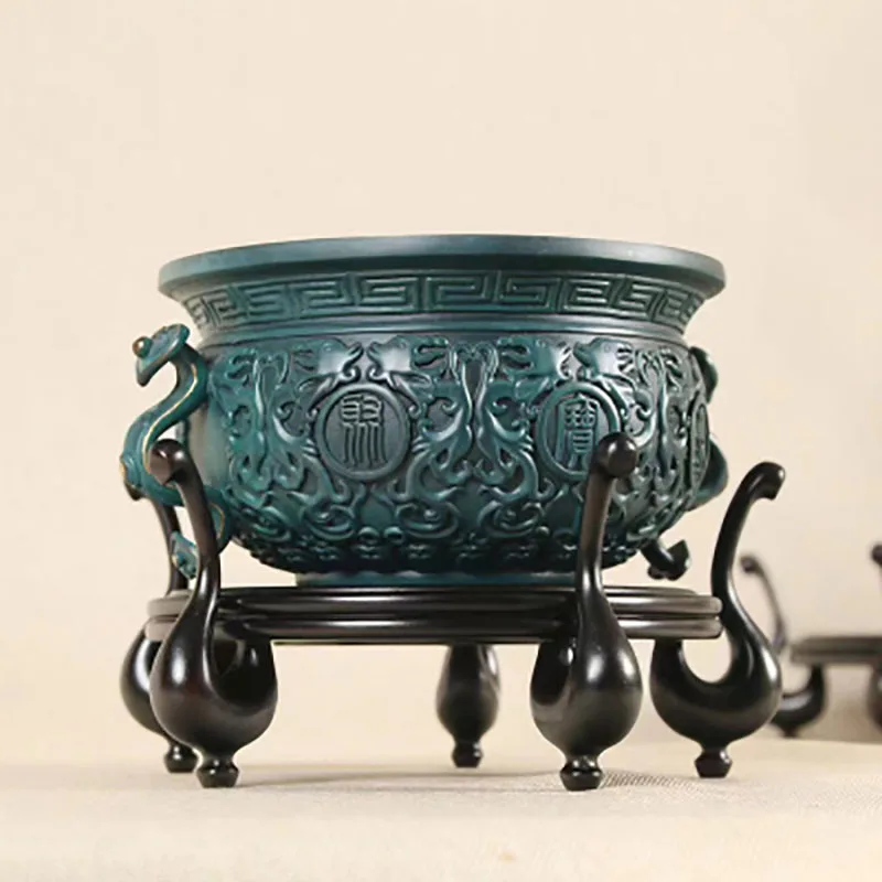 Redwood-Gilt Flower Pot, Purple Light, Sandalwood, Gold Ornament Base, Copper Vase, Retro Bonsai, Jade, Tea Pot, Copper