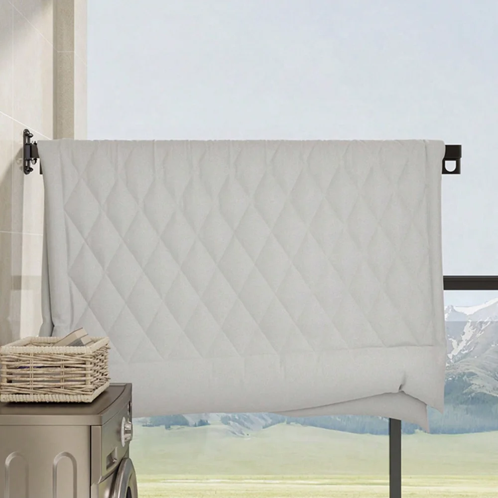 Aluminum Alloy Foldable Wall-mounted Clothes Drying Rack, No Drill Balcony Hanger for Hotel/Home Indoor Outdoor Use