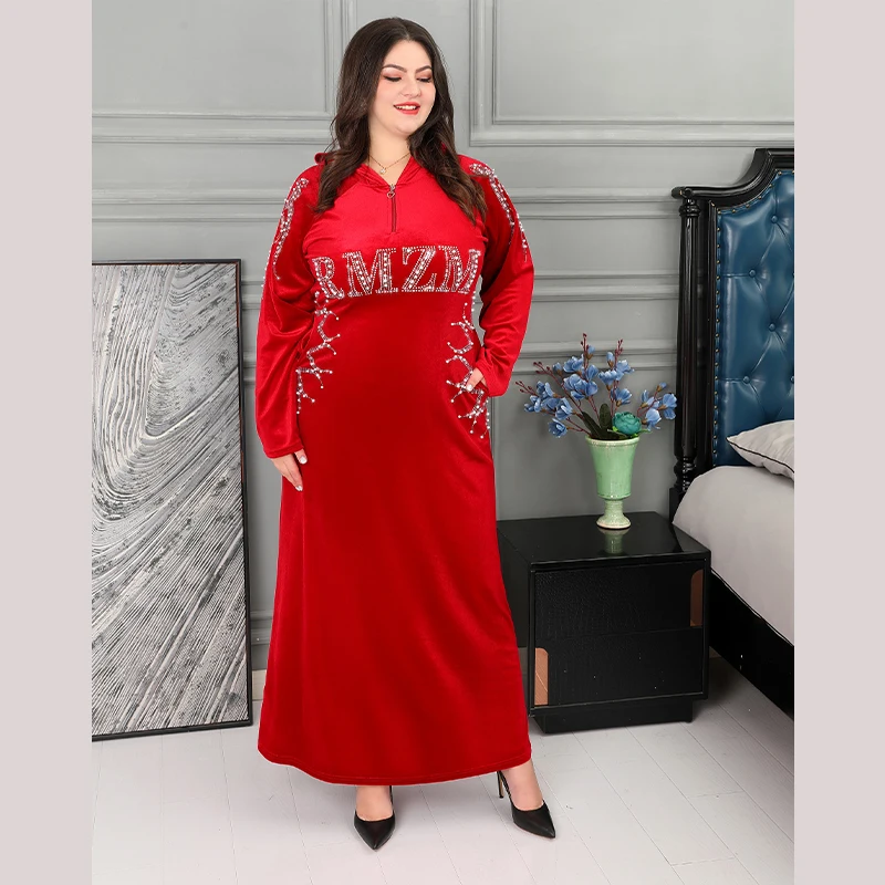 Abayas For Women Dubai 2022 Abaya New Middle East Fashion Diamond Robe Pocket Hood Dress Ladies